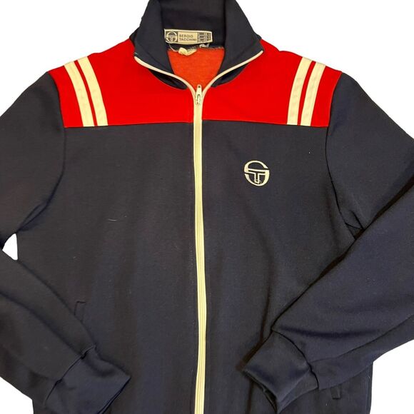Sergio Tacchini Track Jacket Size 36 Blue Red White Striped Full Zip Embroidered - Picture 3 of 5